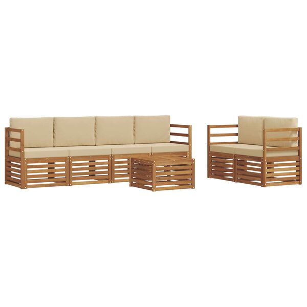 vidaXL Set di divani da esterno con cuscino 7 pcs Naturale e Beige