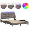 vidaXL Giroletto con LED senza Materasso Hvar Tortora 140x190 cm in Tessuto
