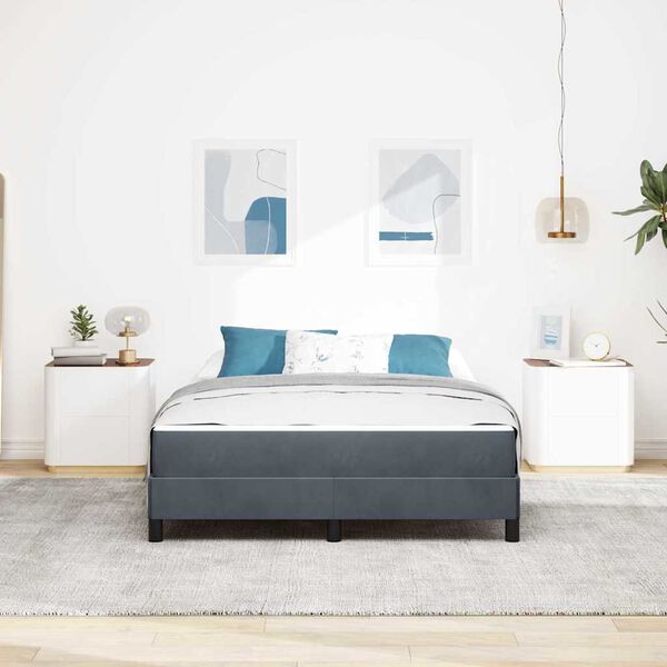 vidaXL Letto a molle con materasso Grigio scuro 140 x 190 cm Tessuto