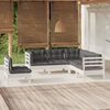 vidaXL Set Divani da Giardino 5 pz con Cuscini Bianchi Legno di Pino
