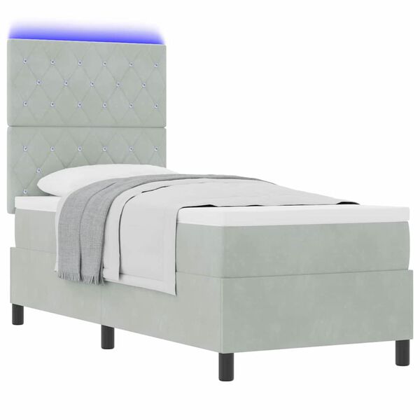 vidaXL Letto a molle con materasso Grigio chiaro 80 x 200 cm Velluto