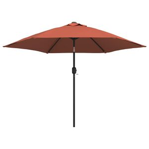 vidaXL Ombrellone da Giardino con LED e Palo Acciaio 300 cm Terracotta