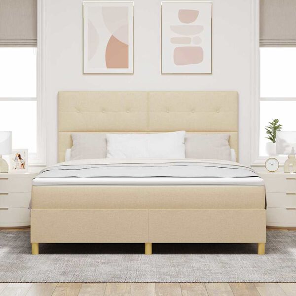 vidaXL Letto a Sorgente LED con materasso Crema 180 x 200 cm Tessuto