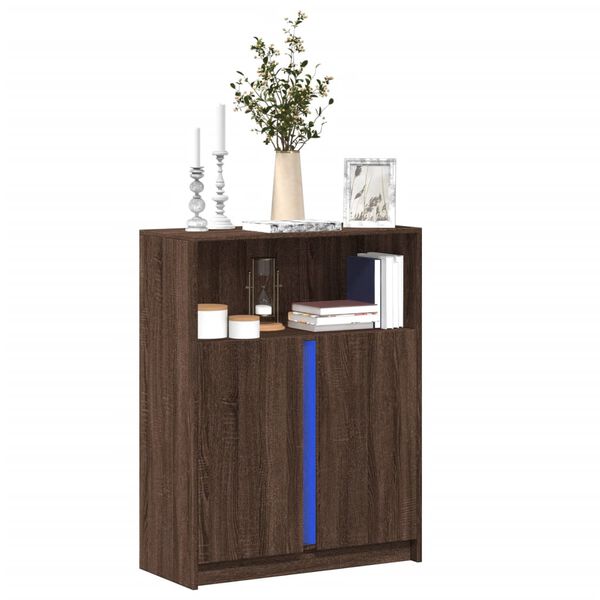 vidaXL Credenza con LED Rovere Marrone 77x34x100 cm Legno Multistrato