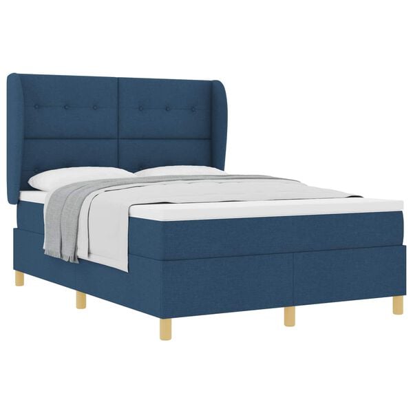 vidaXL Letto a molle con materasso Blu 190 x 140 cm Tessuto
