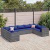 vidaXL Set Divani da Giardino 9 pz con Cuscini in Polyrattan Grigio