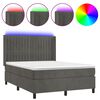 vidaXL Letto a Molle con Materasso e LED Grigio Scuro 140x200 cm