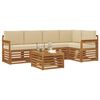 vidaXL Set divani 6 pcs Naturale e Beige Legno di Acacia Massello