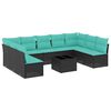 vidaXL Set Divani da Giardino 10 pz con Cuscini Nero in Polyrattan