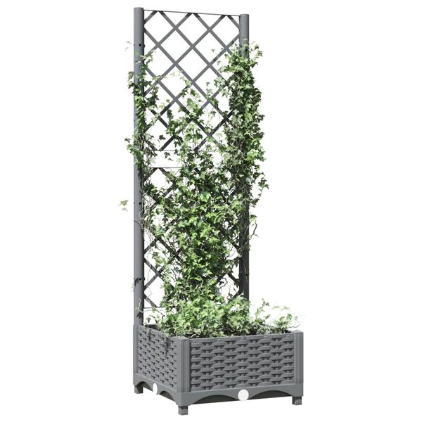 vidaXL Fioriera da Giardino e Graticcio Grigio Chiaro 40x40x121,5cm PP