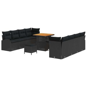 vidaXL Set Divano da Giardino 11 pz 10-Numero di posti Nero