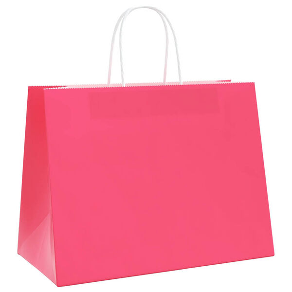 vidaXL Sacchetti di Carta 50 pz con Manici Rosa 32x17x25 cm