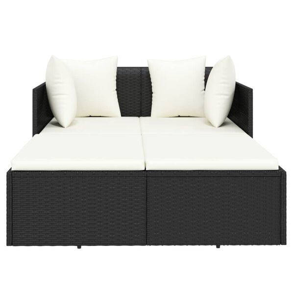 vidaXL Lettino con Cuscini Nero 182x118x63 cm in Polyrattan