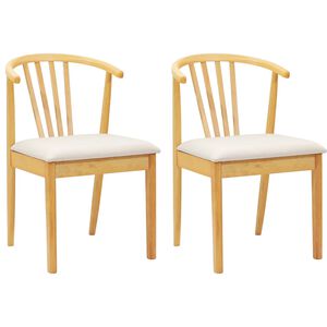 vidaXL Sedia da pranzo 2 pz Legno di gomma massiccio Naturale e chiaro