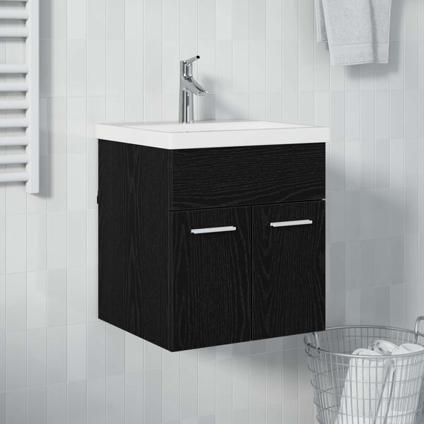 vidaXL Armadio sottolavello con porta Rovere Nero 41 x 38,5 x 46 cm