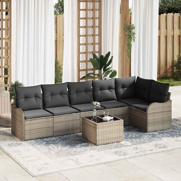 vidaXL Set Divano da Giardino Grigio polyrattan