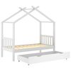 vidaXL Giroletto per Bambini con Cassetto Bianco Legno Pino 80x160 cm