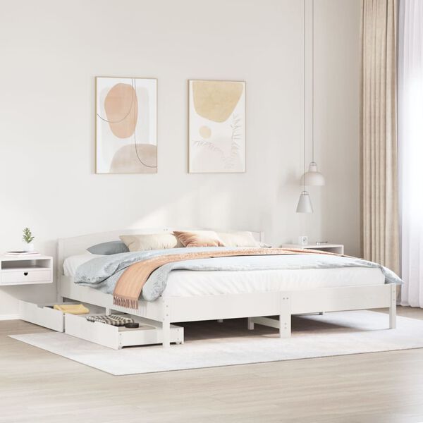 vidaXL Letto senza Materasso Bianco 180x200 cm Legno Massello di Pino