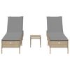 vidaXL Set Lettini Prendisole con Cuscini 3pz Marrone in Polyrattan