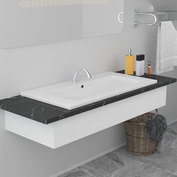 vidaXL Lavabo da Incasso 91x39,5x18,5 cm in Ceramica Bianco