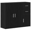 vidaXL Credenza Rovere Nero 91x29,5x75 cm Legno Massello di Argilla
