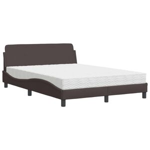 vidaXL Letto con Materasso Dover Marrone Scuro 140x190cm Tessuto