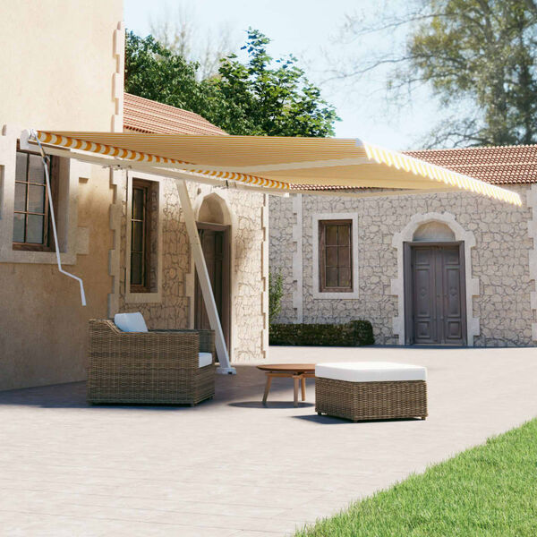 vidaXL Tenda da Sole Autoportante Manuale 500x300 cm Gialla Bianca