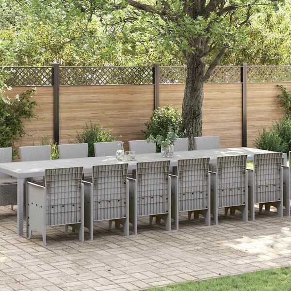 vidaXL Set da pranzo da giardino con cuscini 15 pcs Grigio chiaro PP