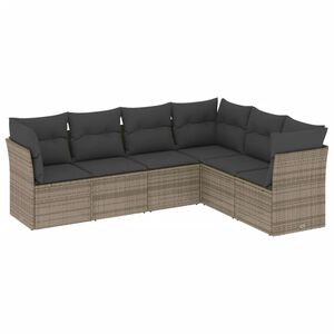 vidaXL Set Divano da Giardino 6 pz con Cuscini Grigio in Polyrattan
