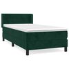 vidaXL Giroletto a Molle con Materasso Verde Scuro 90x200 cm Velluto