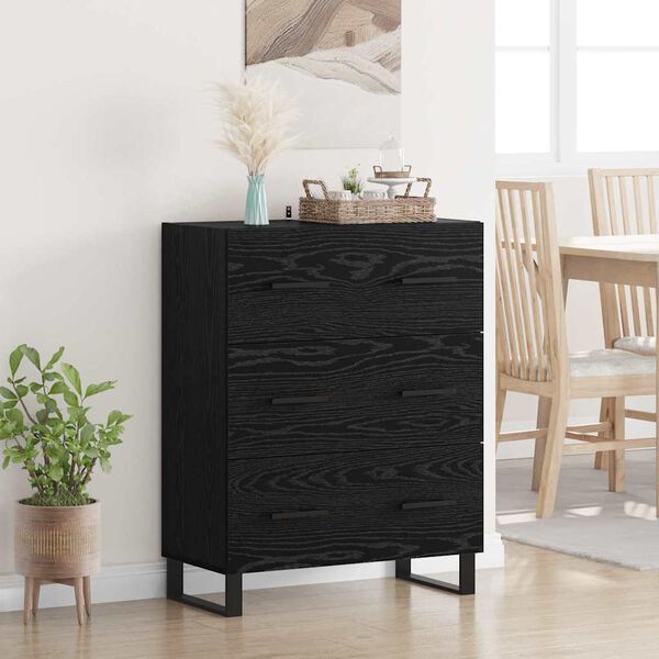 vidaXL Credenza con cassetto Rovere Nero 69,5 x 34 x 90 cm