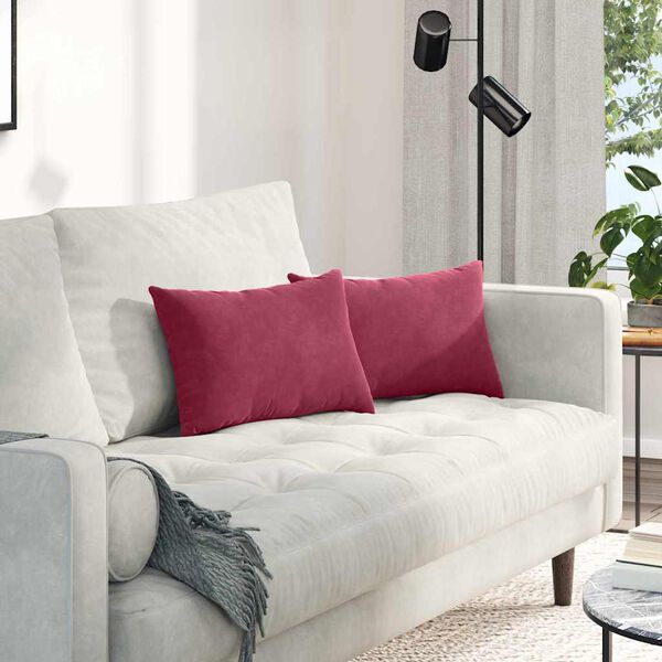 vidaXL Cuscini da Divano 2 pcs Rosso vino 50 x 30 cm Tessuto in Cords