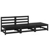 vidaXL Set Divani da Giardino 3 pz Nero in Legno Massello di Pino