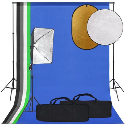 vidaXL Kit per Studio Fotografico con Softbox, Fondale e Riflettore