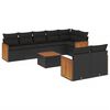 vidaXL Set Divani da Giardino 9 pz con Cuscini Nero in Polyrattan