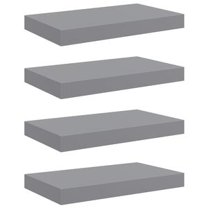 vidaXL Scaffali a Parete 4 pz Grigi 40x23,5x3,8 cm in MDF