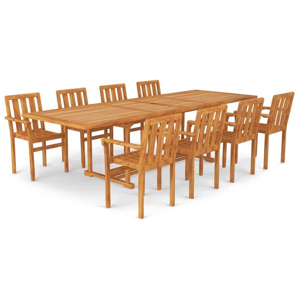 vidaXL Set da Pranzo 9 pz in Legno Massello di Teak