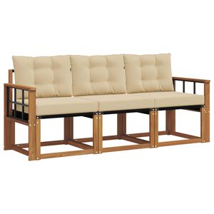 vidaXL Set di divani da esterno con cuscino 3 pcs Naturale e Beige