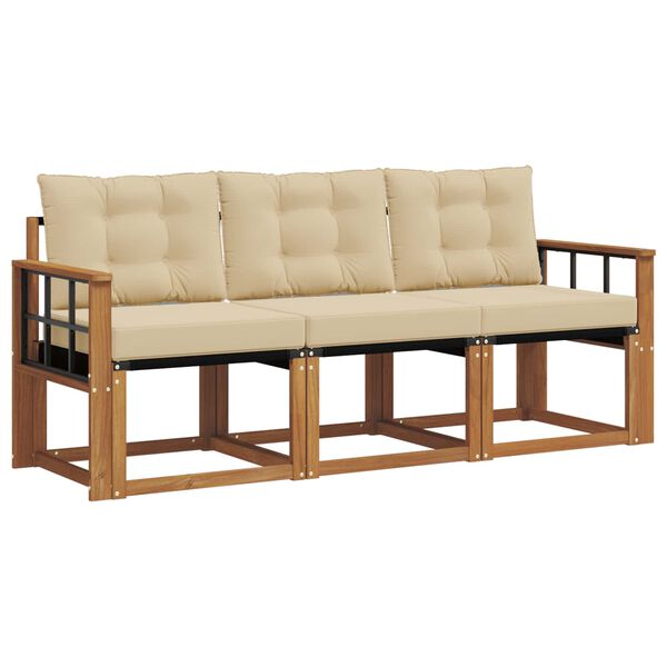 vidaXL Set di divani da esterno con cuscino 3 pcs Naturale e Beige