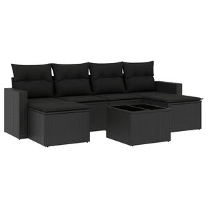 vidaXL Set Divani da Giardino con Cuscini 7pz Nero Polyrattan