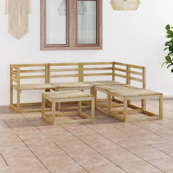 vidaXL Set Salotto da Giardino 6 pz in Legno di Pino Impregnato Verde