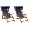 vidaXL Lettino 2 pcs 3 Posizione Legno di Eucalipto Massello Blu