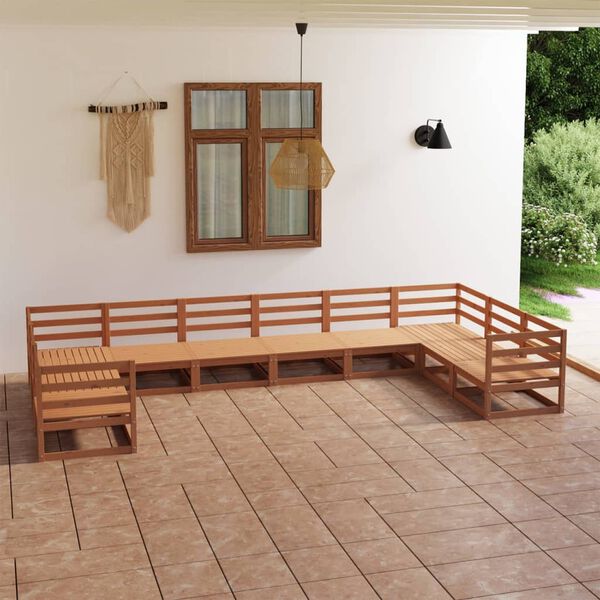vidaXL Set Divani da Giardino 10 pz in Legno Massello di Pino