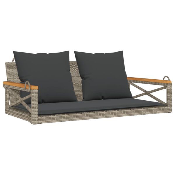 vidaXL Panchina Dondolo con Cuscini Grigia 109x62x40 cm in Polyrattan