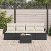 vidaXL Set di divani 5 pcs Nero e Crema polyrattan