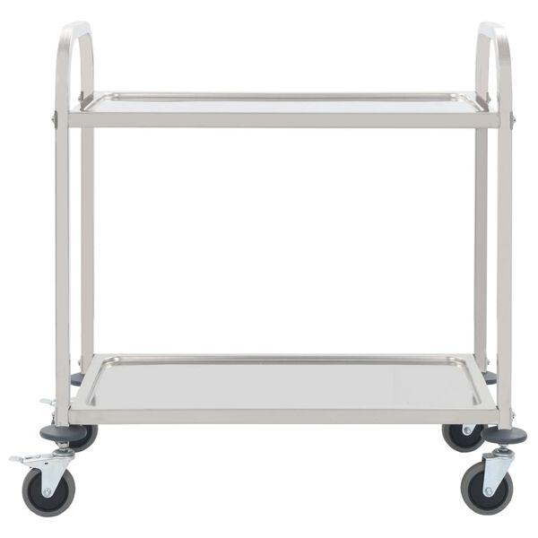 vidaXL Carrello da Cucina a 2 Livelli 95x45x83,5 cm in Acciaio Inox