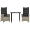 vidaXL Set Pranzo da Giardino 3pz con Cuscini Grigio Chiaro Polyrattan