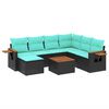 vidaXL Set Divani da Giardino 8 pz con Cuscini Nero in Polyrattan