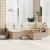 vidaXL Set Divani da Giardino 7 pz con Cuscini Beige in Polyrattan