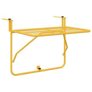 vidaXL Tavolo Appeso da Balcone Senape 60 x 39 x 65 cm Acciaio